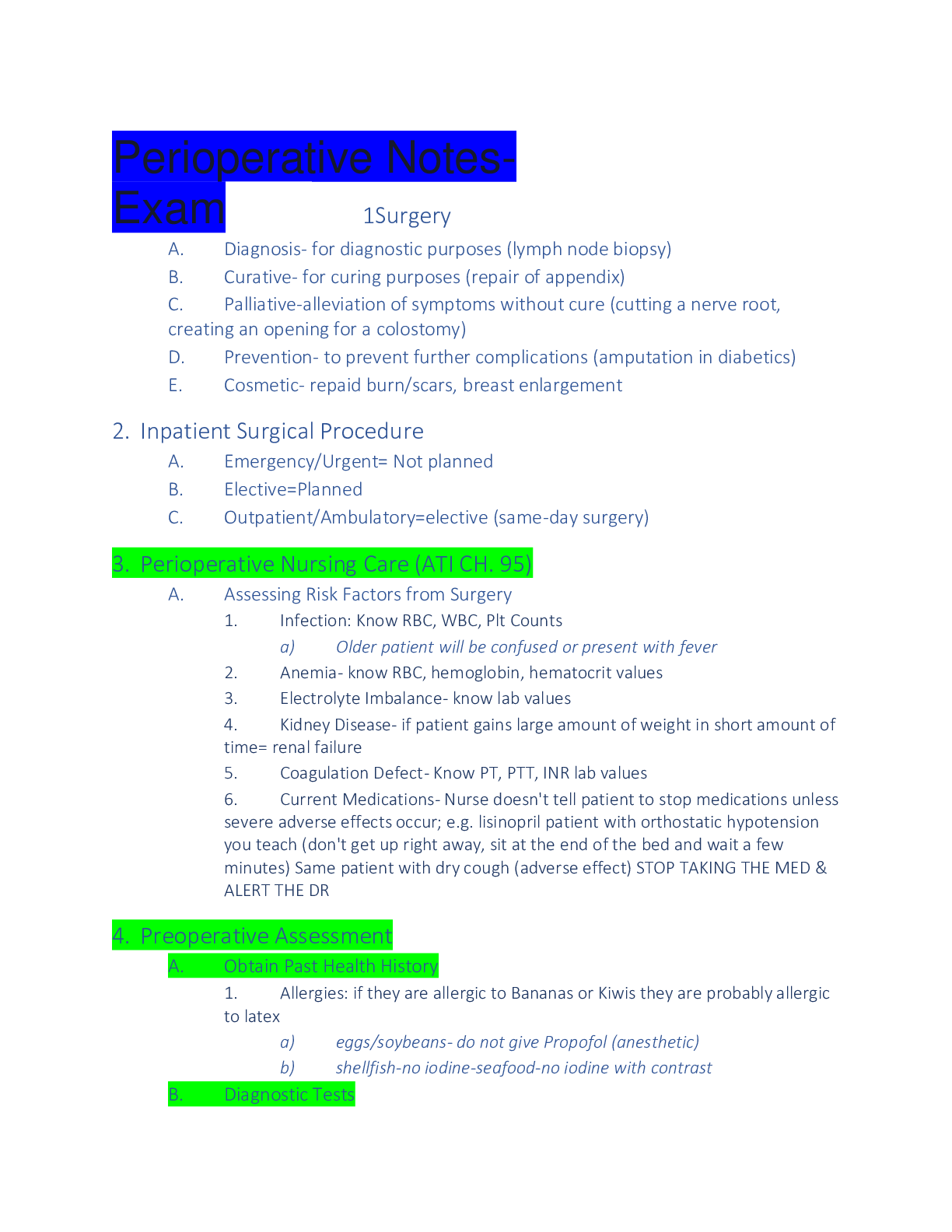 Preview of Exam (elaborations) MED SRG NURSING (NUR 1211) Exam Study Guide MED SRG NURSING (NUR 1211)